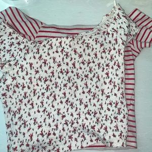 Two red toned crop tops